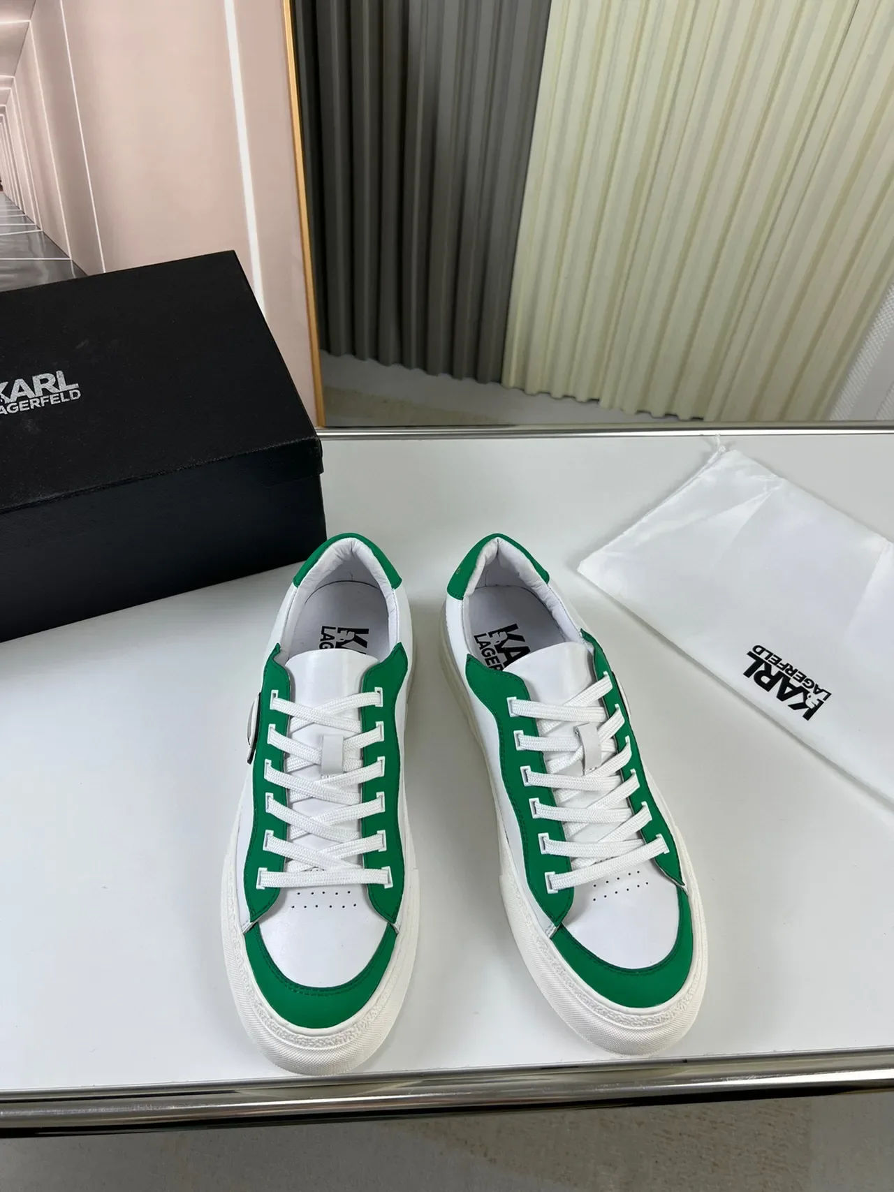Karl Lagerfeld Karl Logo White and Green Lifestyle Sneakers 9