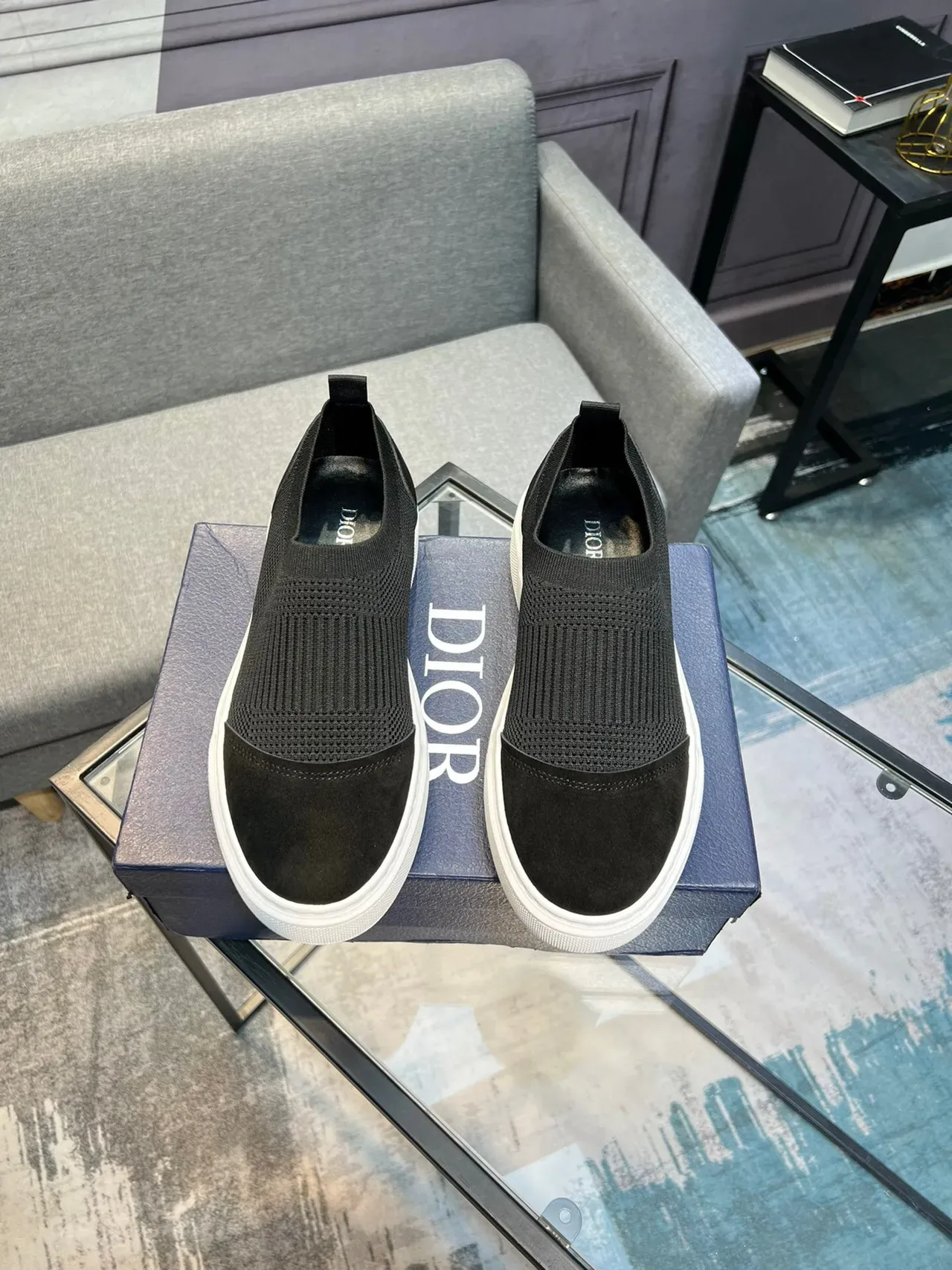 Knit and Suede Slip-On Platform Sneaker 2