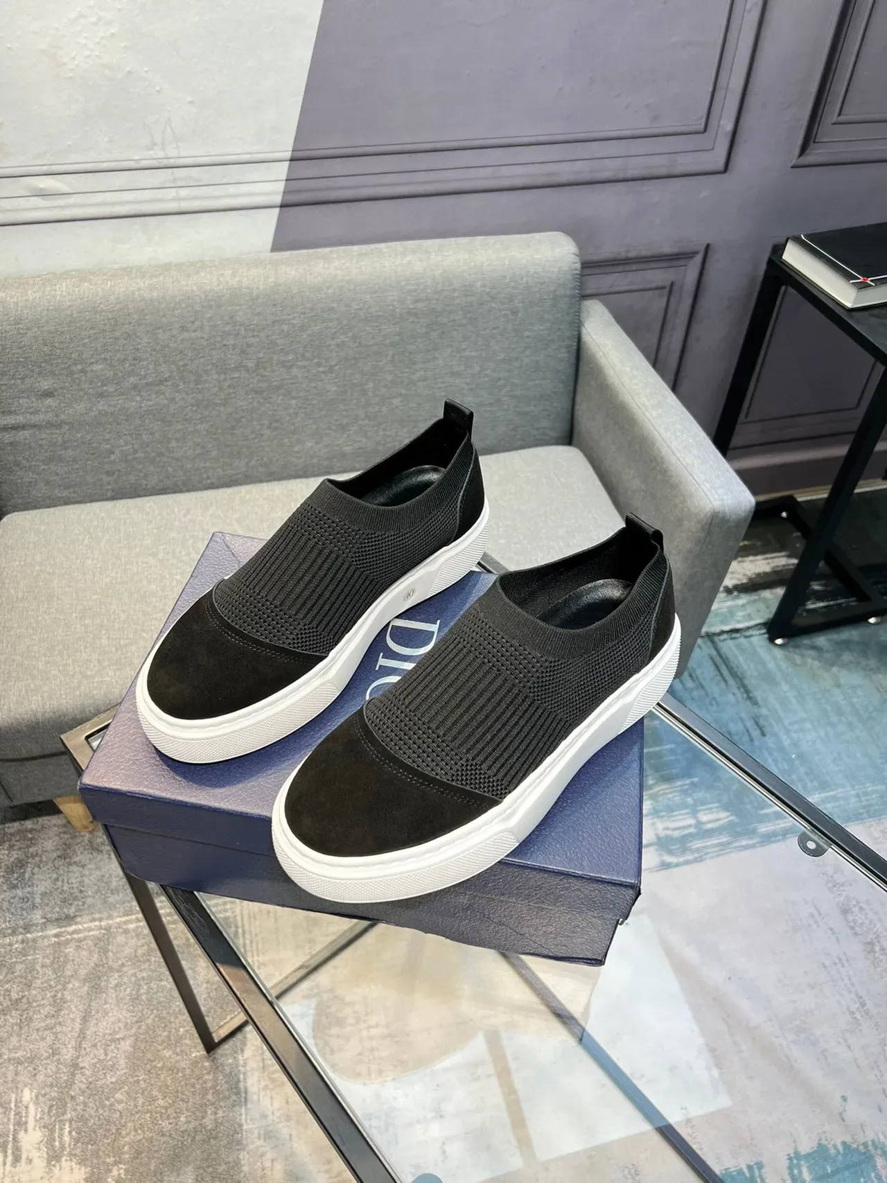Knit and Suede Slip-On Platform Sneaker 3