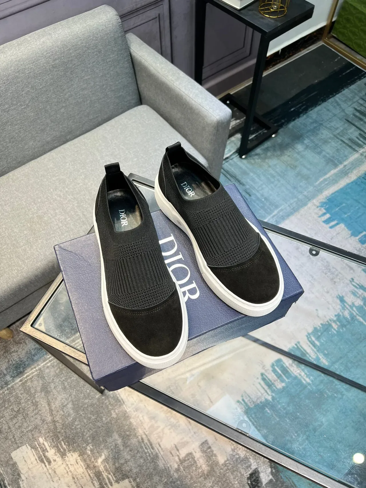 Knit and Suede Slip-On Platform Sneaker 5