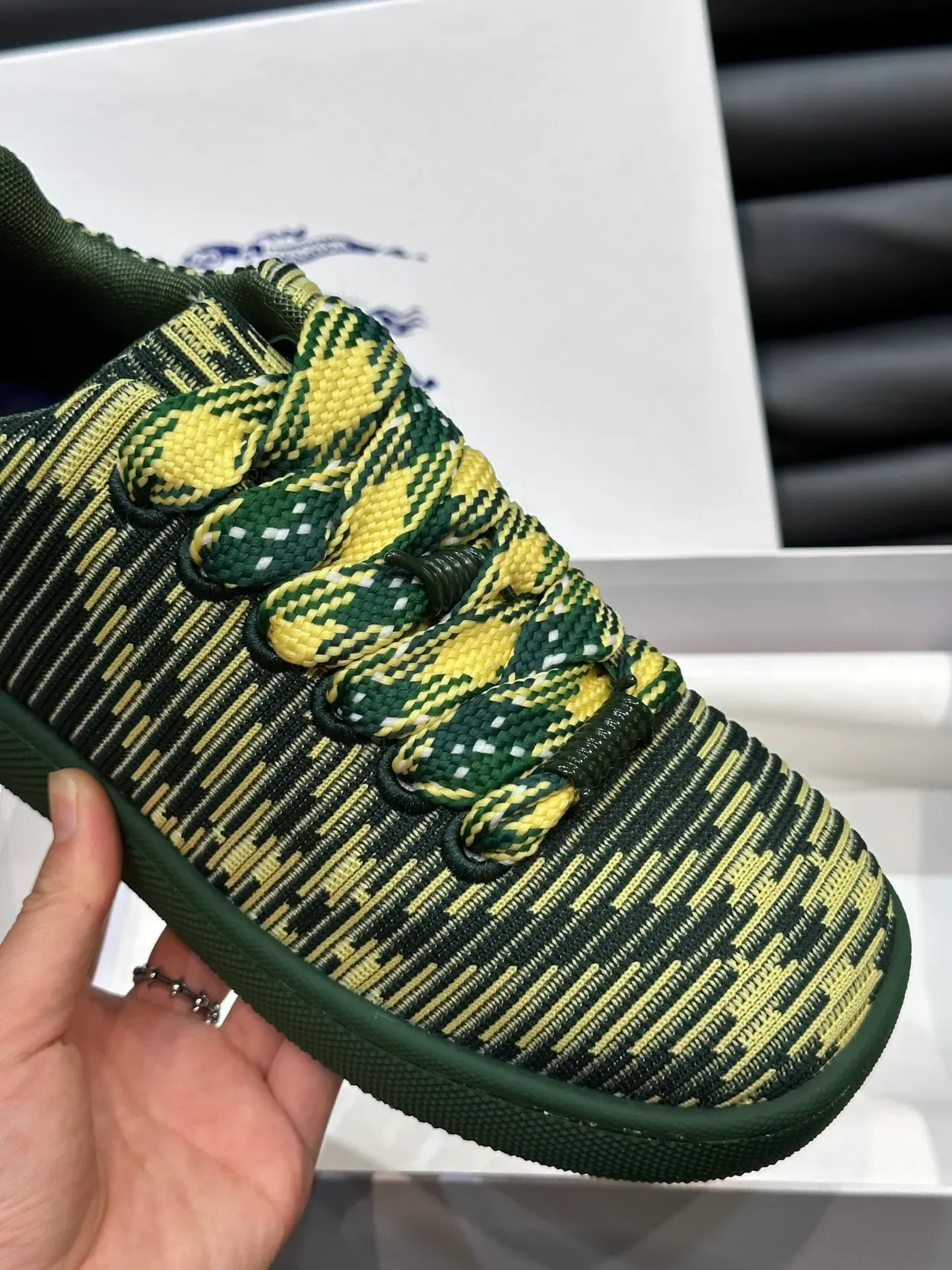 Knit Jacquard Green and Lime Low-Top Lifestyle Sneakers 3