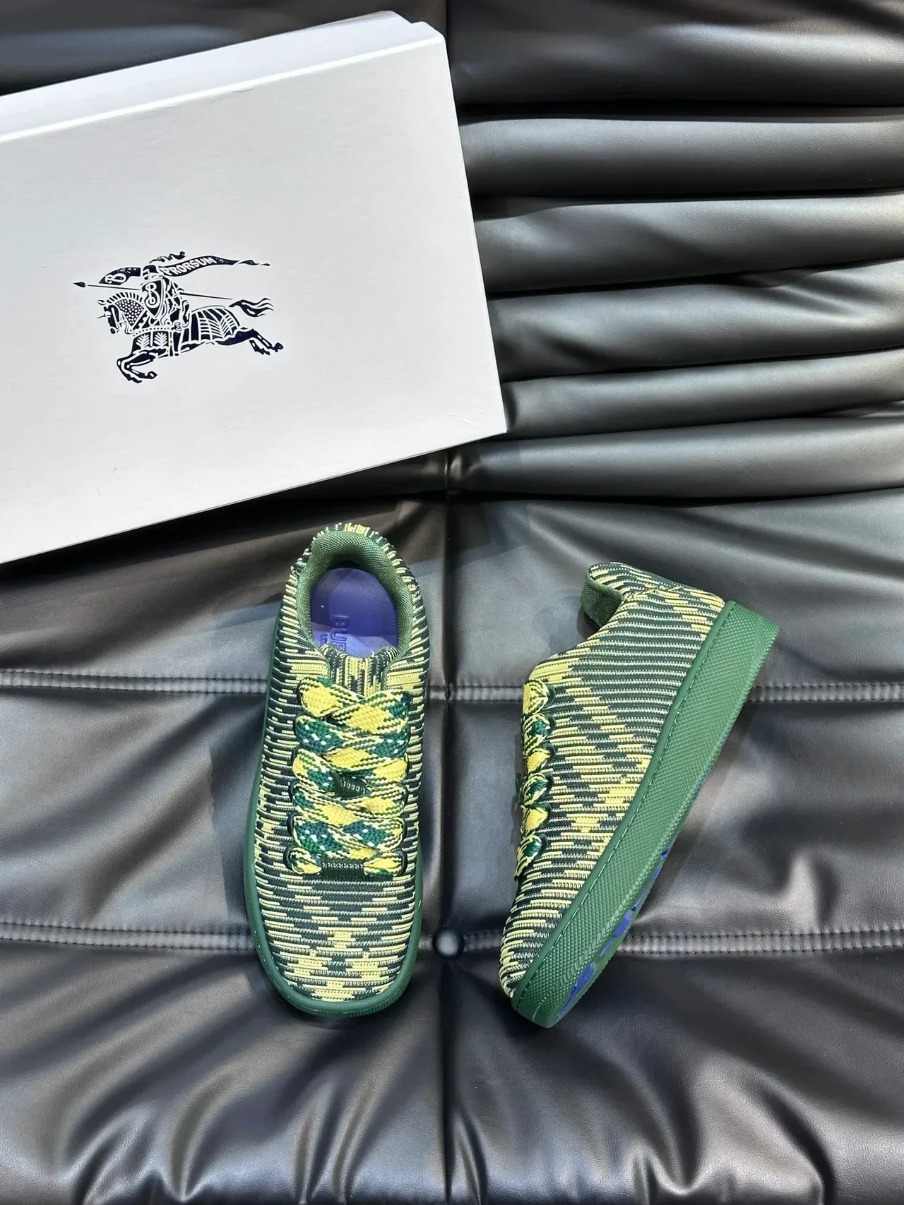 Knit Jacquard Green and Lime Low-Top Lifestyle Sneakers 5