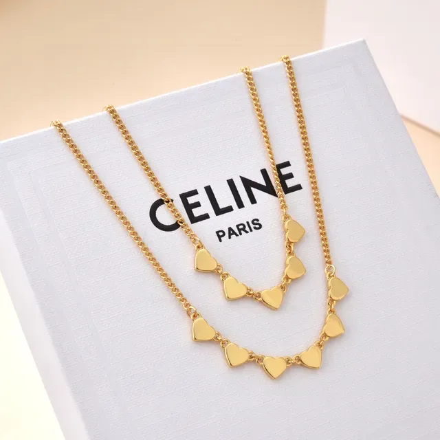 Layered Gold-Tone Heart Charm Engraved Letter Necklaces 9