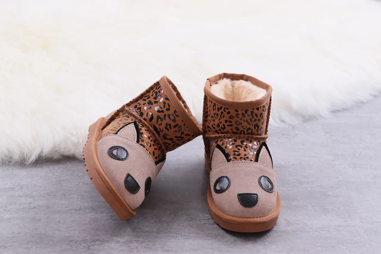 Leopard Print Animal-Face Shearling-Lined Snow Boots 7