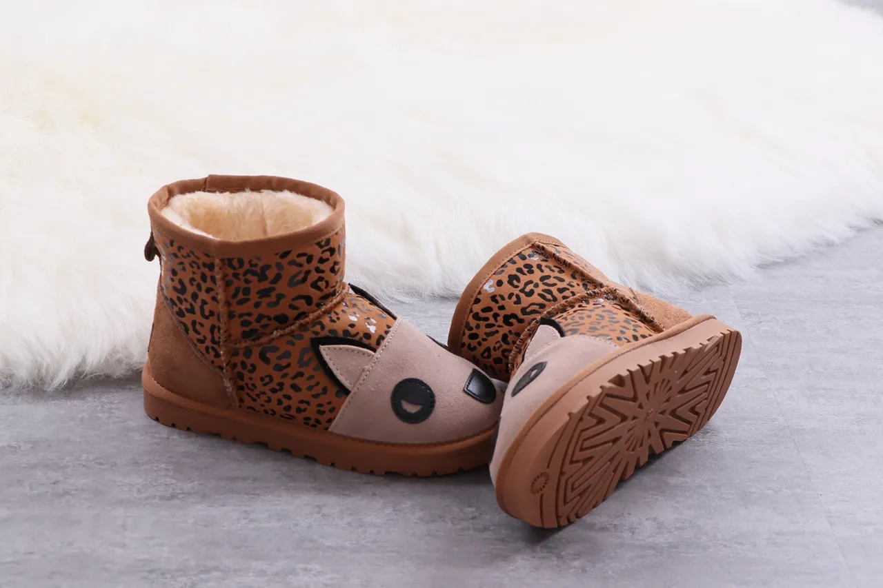 Leopard Print Animal-Face Shearling-Lined Snow Boots 8