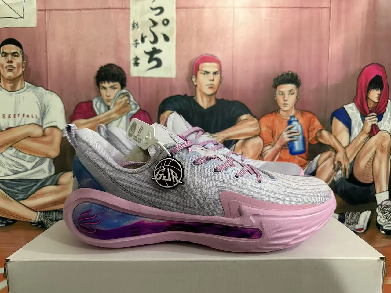 Li-Ning Cloud Gray Pink Knit Upper Translucent Gradient Heel Unit Basketball Shoes 4