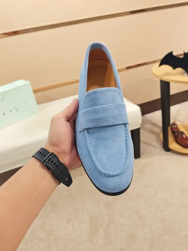 Light Blue Suede Penny Strap Loafer 5