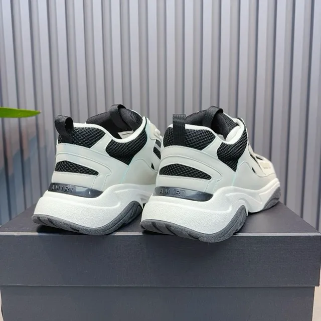 Light Gray and Black Laceless Chunky Sneakers 8