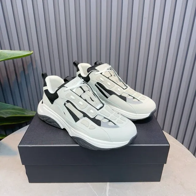 Light Gray and Black Laceless Chunky Sneakers 9