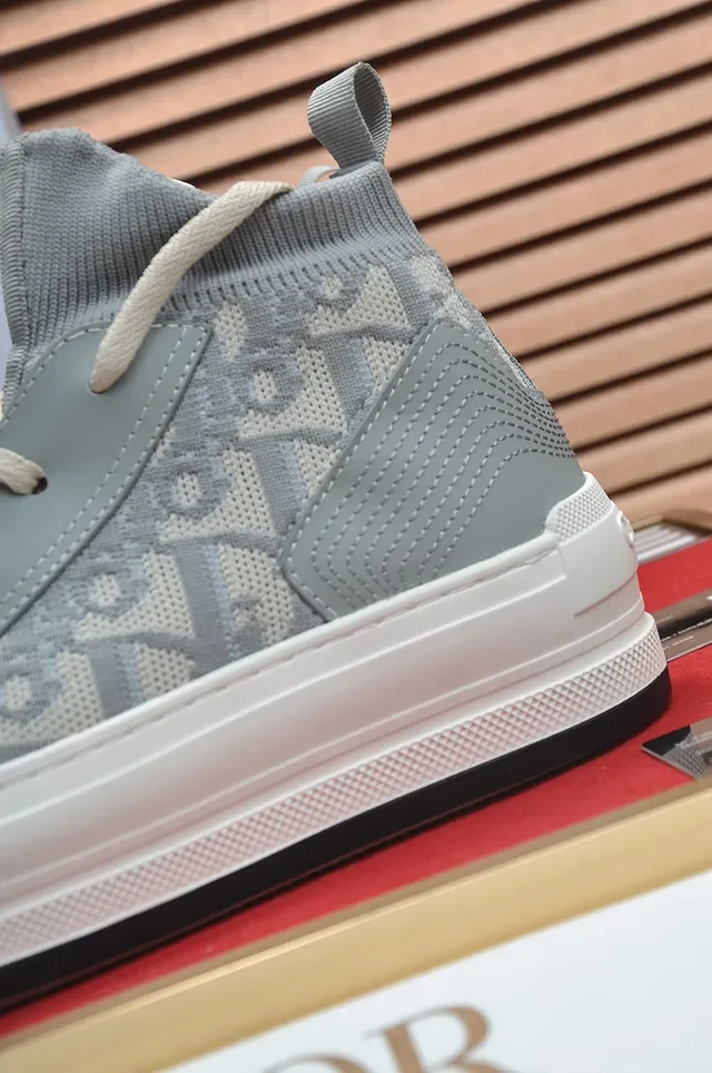 Light Gray Monogram Knit High-Top Platform Sneaker 2
