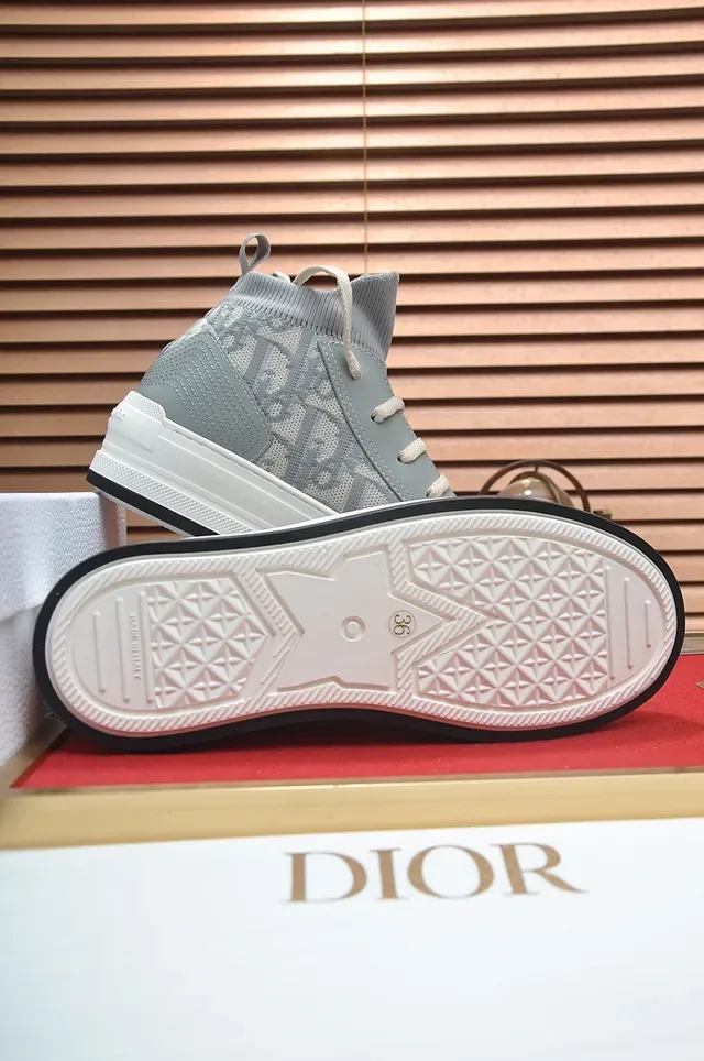 Light Gray Monogram Knit High-Top Platform Sneaker 3