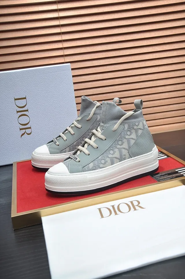 Light Gray Monogram Knit High-Top Platform Sneaker 4
