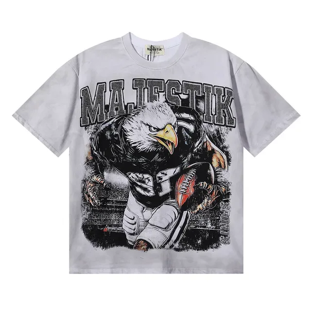 MAJESTIK Eagle Football Graphic Oversized T-Shirt 3