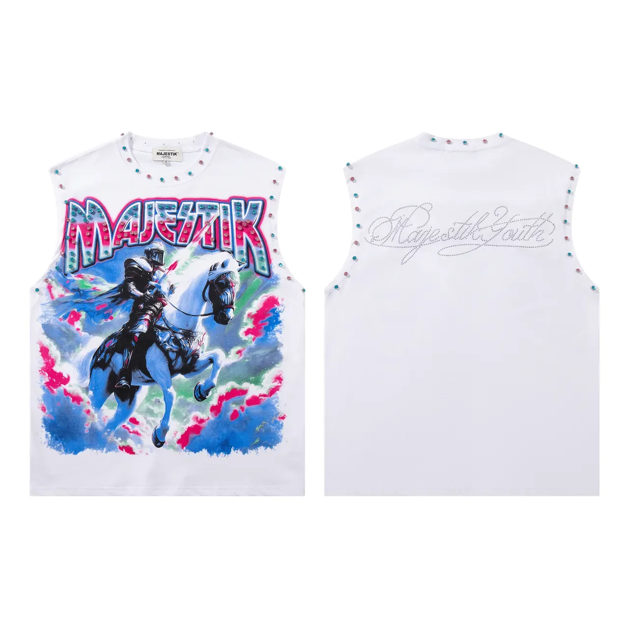 MAJESTIK Graphic-Print Rhinestone-Embellished Sleeveless Vest Top 2