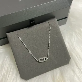 Messika Collar Diamante Ovalado Deslizante de Plata