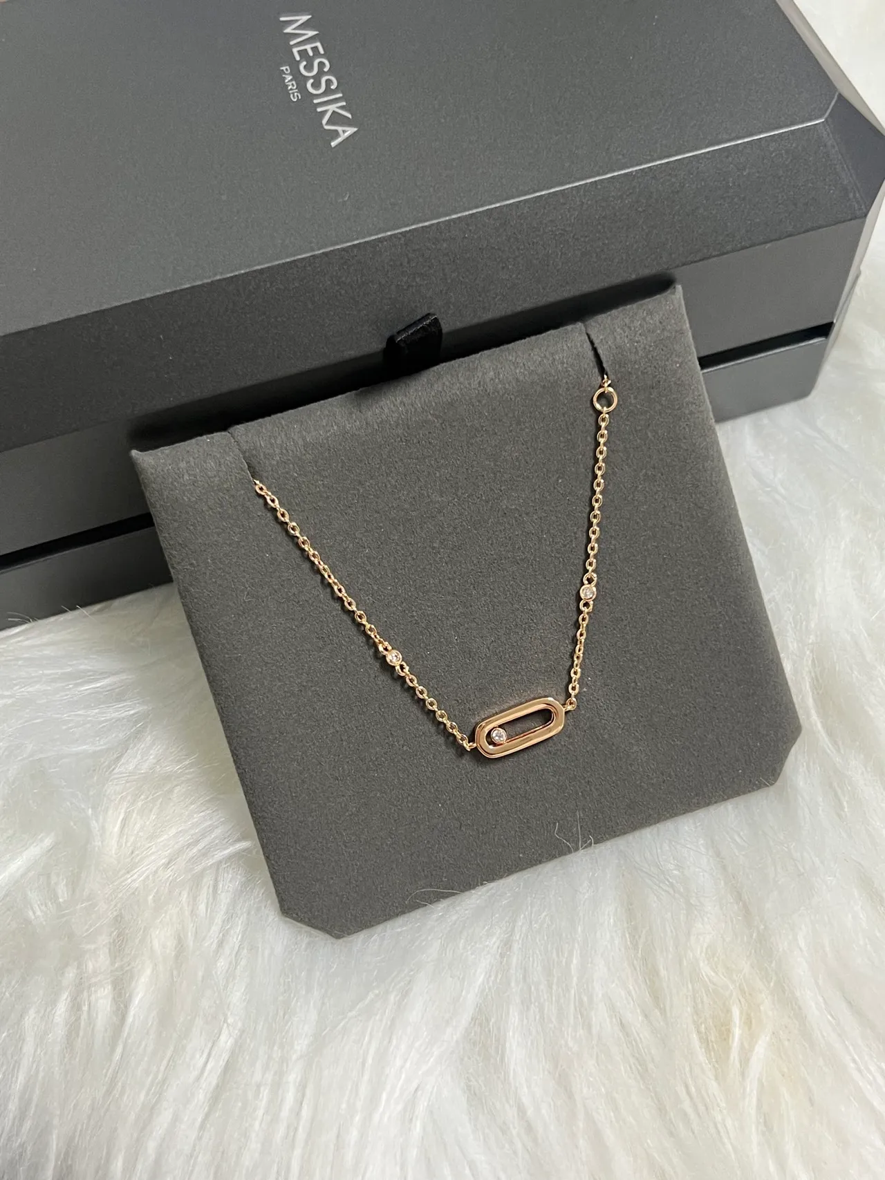 Messika Silver Oval Sliding Diamond Pendant Necklace 5