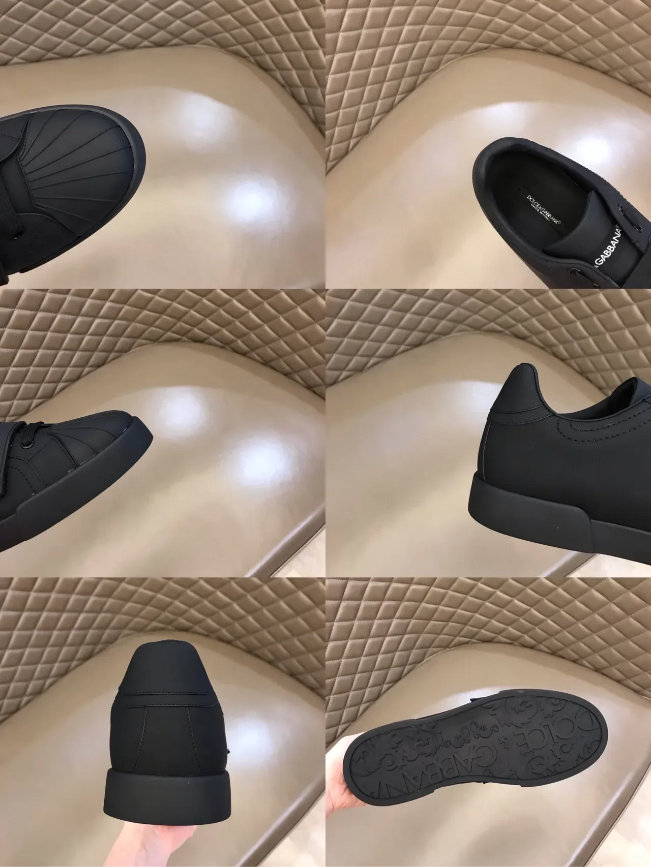 Monochrome Black Strap-Accented Low-Top Sneaker 2