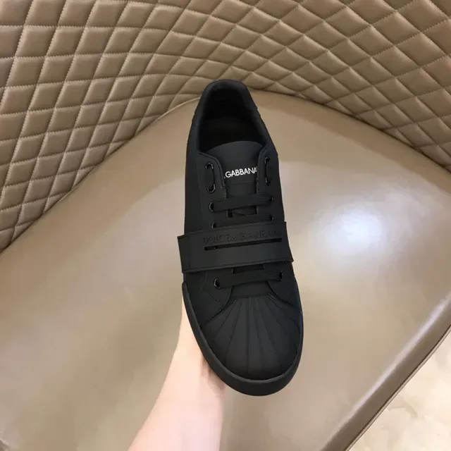 Monochrome Black Strap-Accented Low-Top Sneaker 4