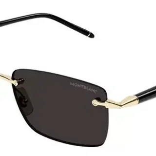 Montblanc Rimless Rectangular Gold-Accented Black Sunglasses