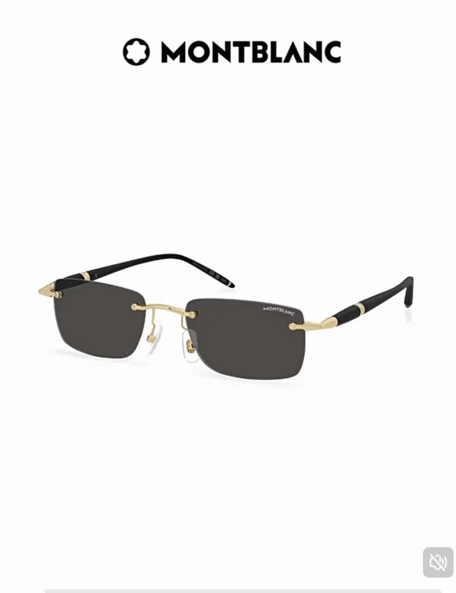 Montblanc Rimless Rectangular Gold-Accented Black Sunglasses 7