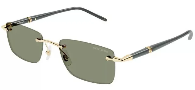 Montblanc Rimless Rectangular Gold-Accented Black Sunglasses 8