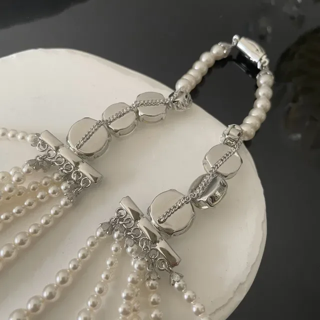 Multi-Strand Pearl and Crystal Pendant Necklace 2