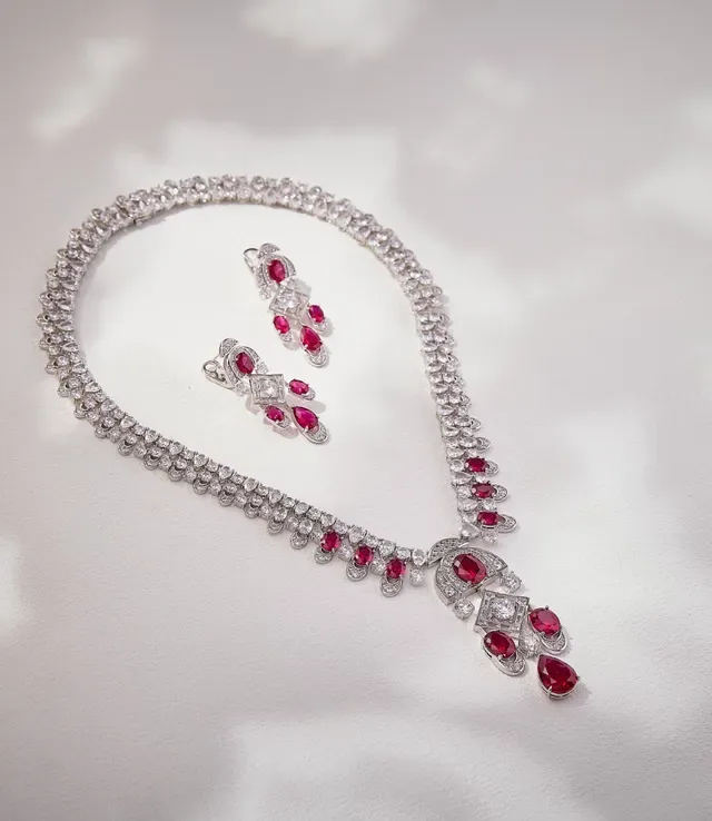 Multi-Strand Ruby and Diamond Pendant Necklace 3