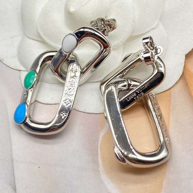 Multicolor Enamel Link Oval Earrings 3