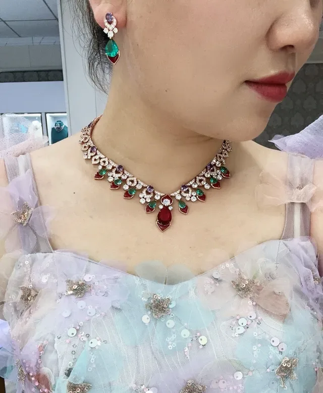 Multicolor Gemstone Pendant Drop Necklace 2