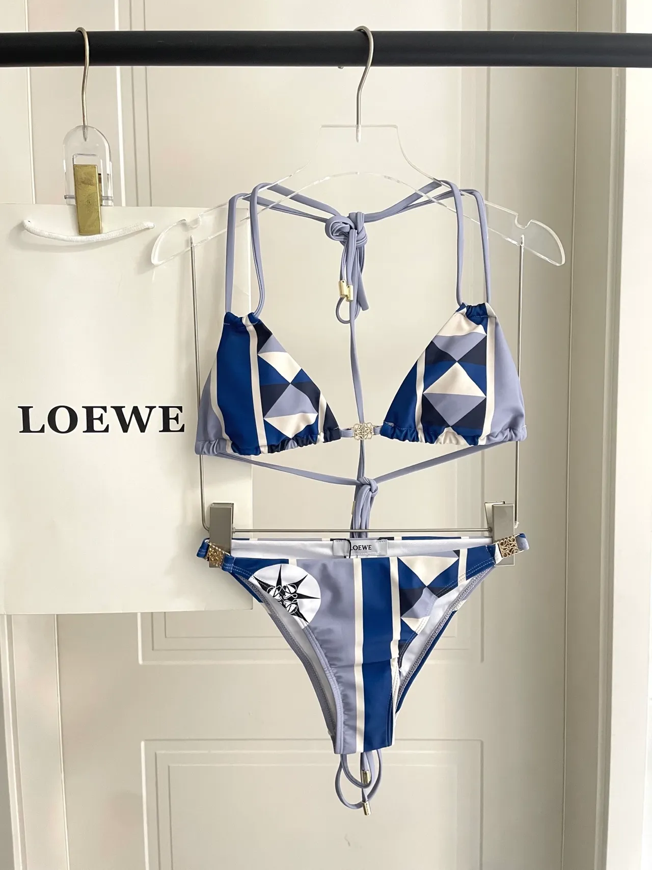 Multicolor Geometric Print Adjustable Tie Straps Swimwear 8