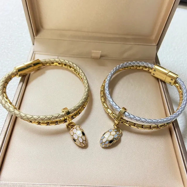 Multicolor Gold Braided Leather Magnetic Clasp Bracelet 6