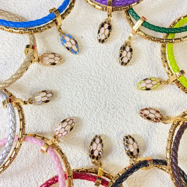 Multicolor Gold Braided Leather Magnetic Clasp Bracelet 9