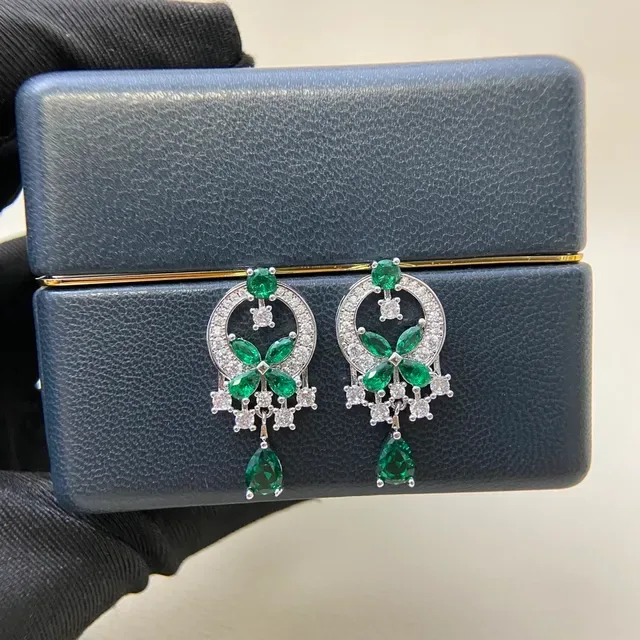 Multicolor Silver Floral Motif Teardrop Pendant Earrings 4