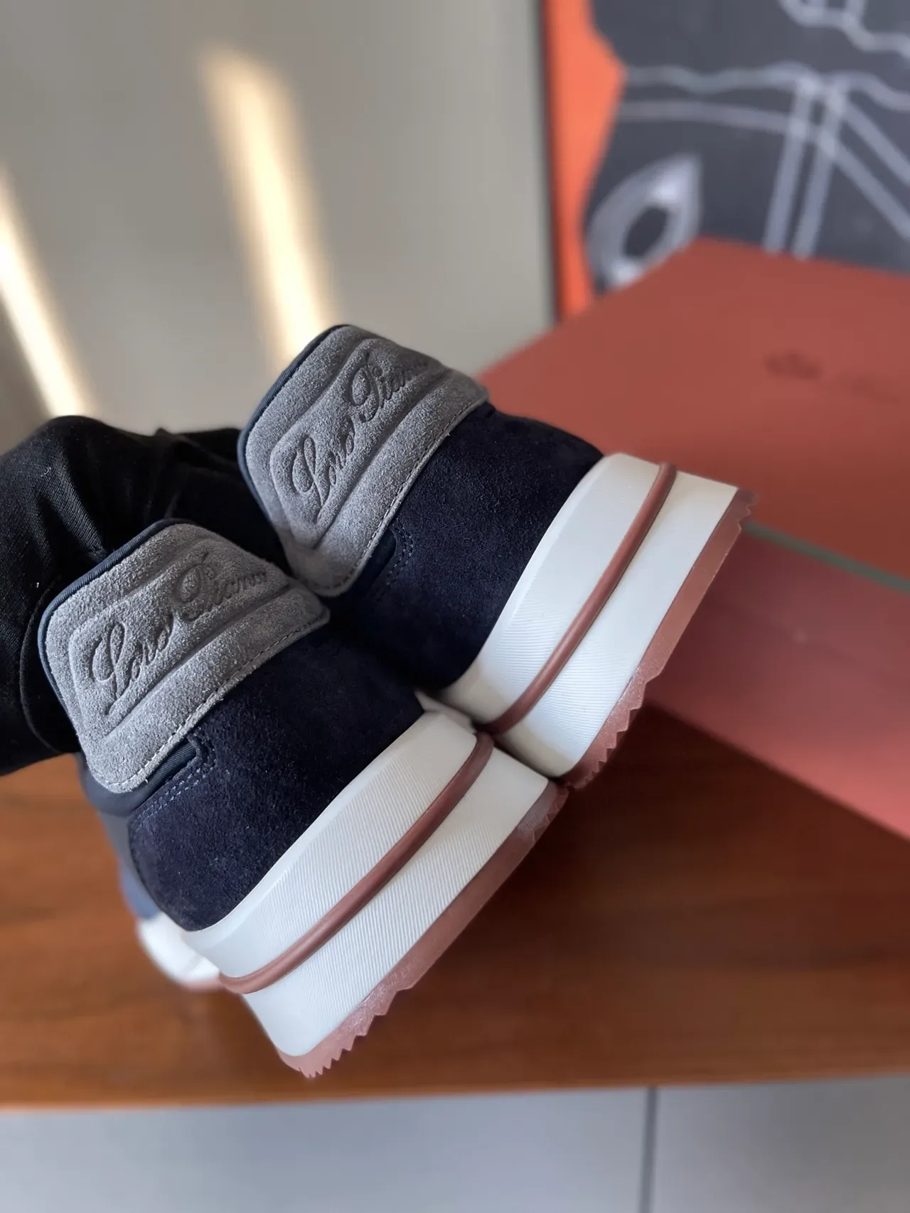 Navy and White Mixed-Material Low-Top Lifestyle Sneaker 2