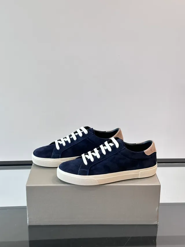 Navy Beige Suede Upper Contrast Heel Tab Sneakers 4
