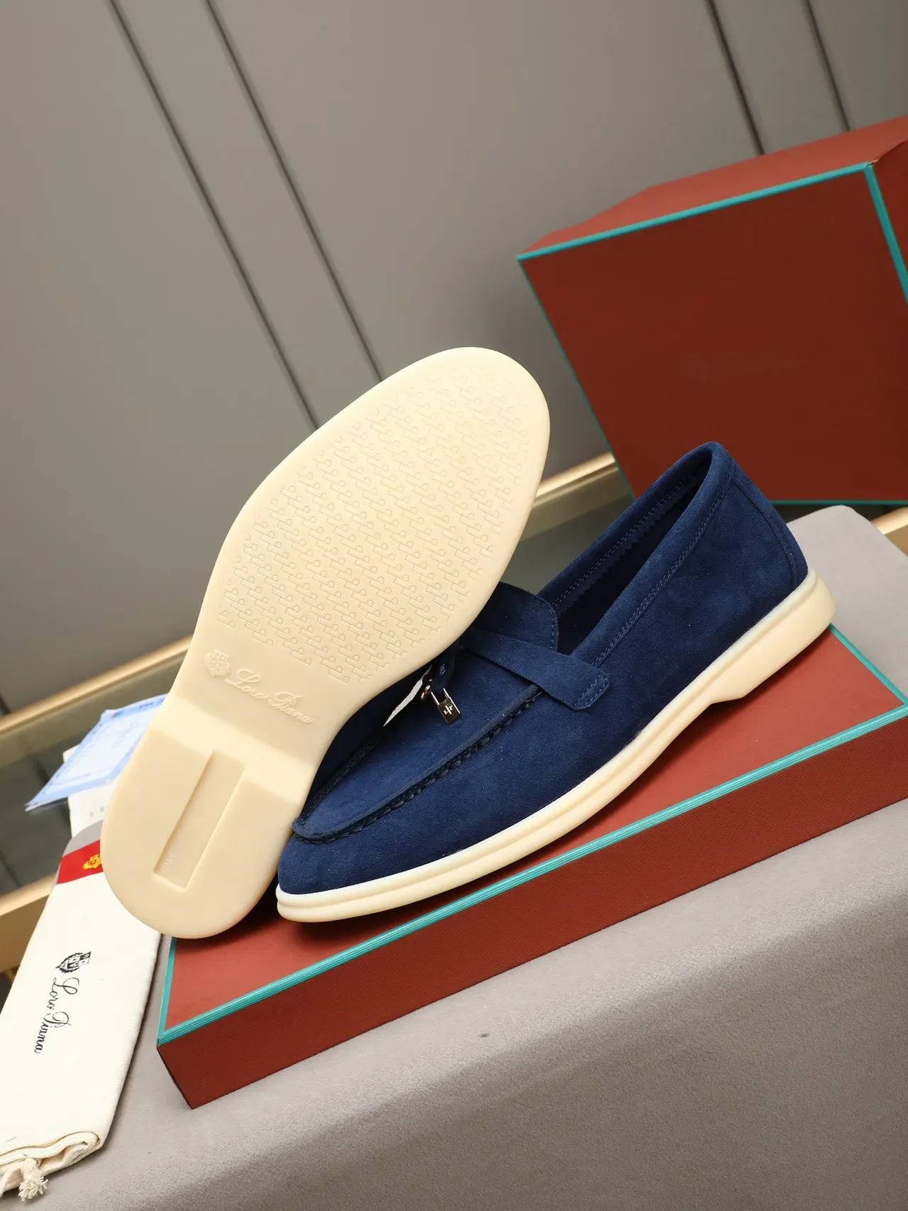 Navy Beige Suede Upper Tassel Strap Detail Loafer 4