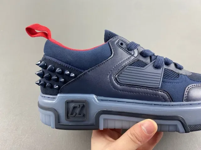 Navy Blue and Red Spiked Heel Lifestyle Sneaker 3