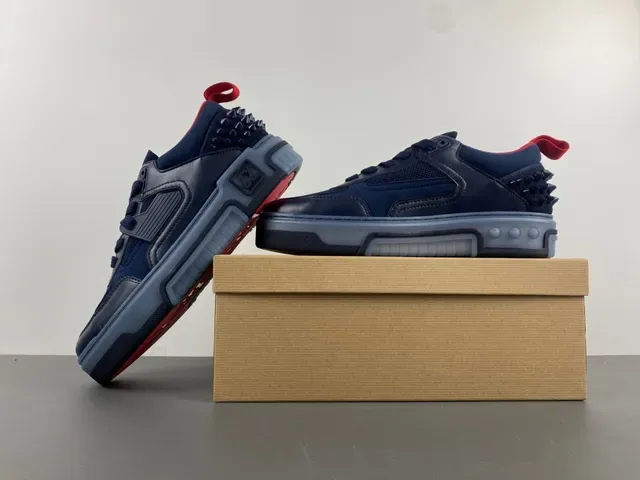 Navy Blue and Red Spiked Heel Lifestyle Sneaker 14