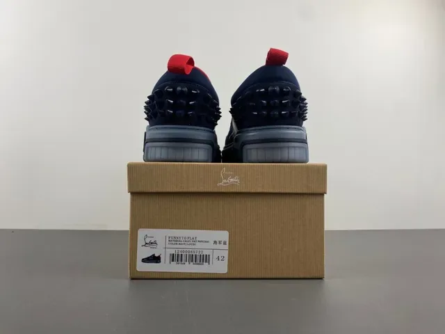 Navy Blue and Red Spiked Heel Lifestyle Sneaker 17
