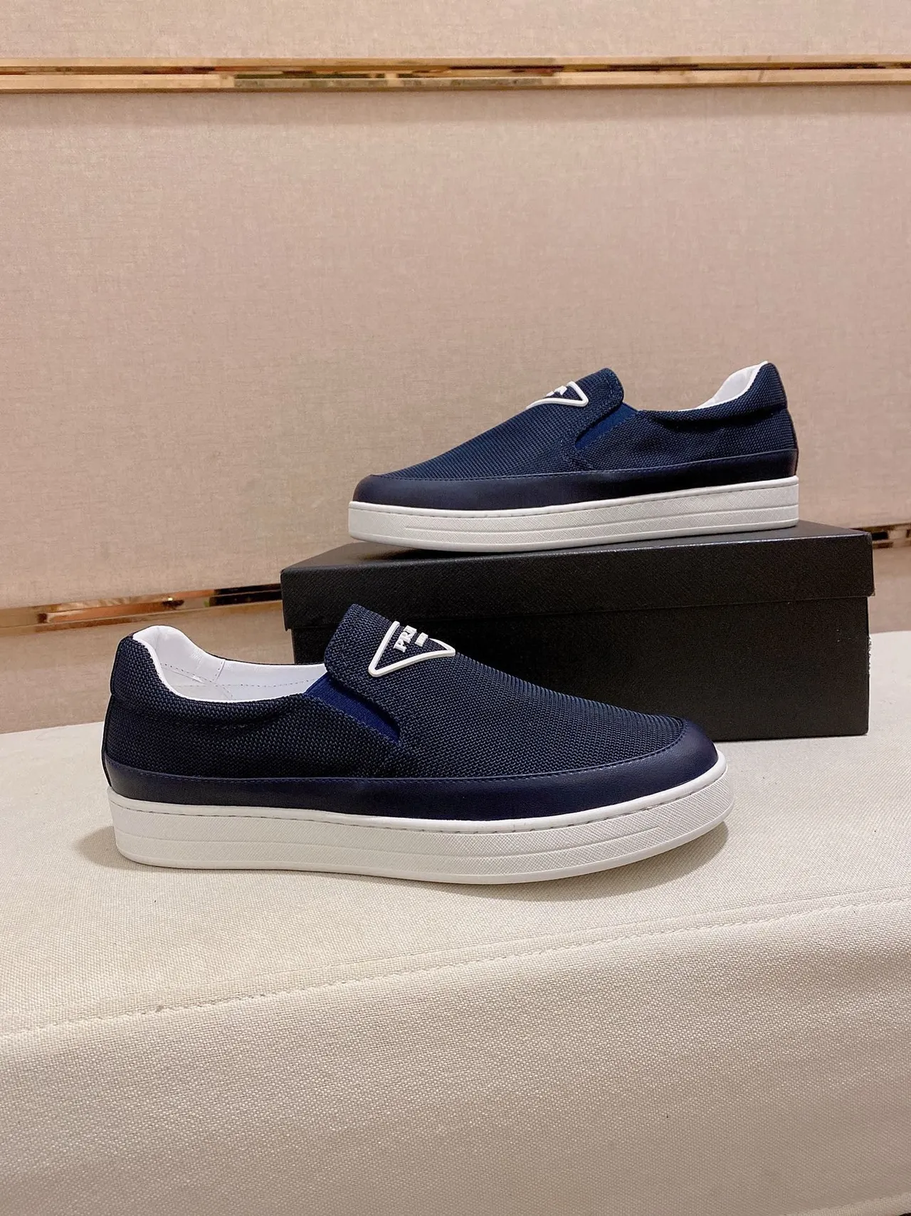 Navy Blue Mesh Slip-On Platform Casual Shoe 5