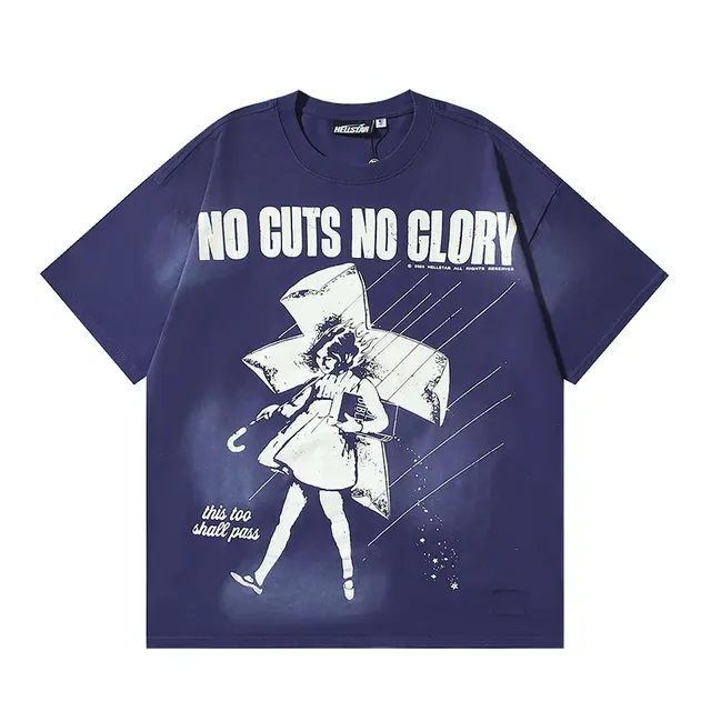 Navy Blue Oversized Graphic Print T-Shirt 2