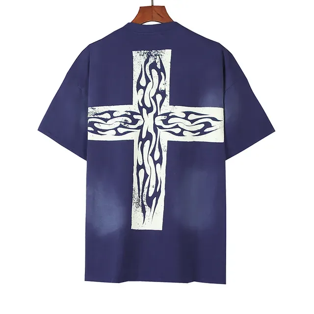 Navy Blue Oversized Graphic Print T-Shirt 6