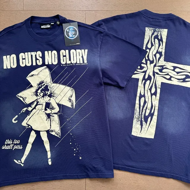 Navy Blue Oversized Graphic Print T-Shirt 7
