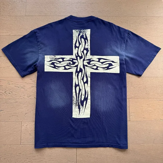Navy Blue Oversized Graphic Print T-Shirt 10