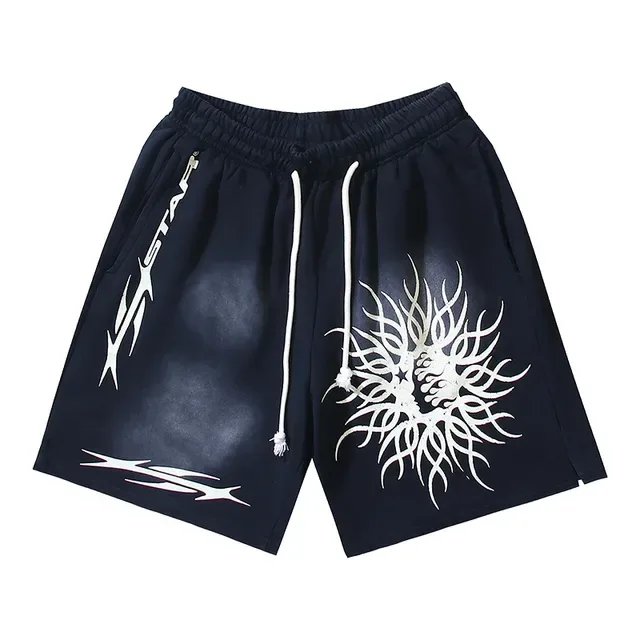 Navy Graphic-Print Elastic-Waist Drawstring Shorts 2