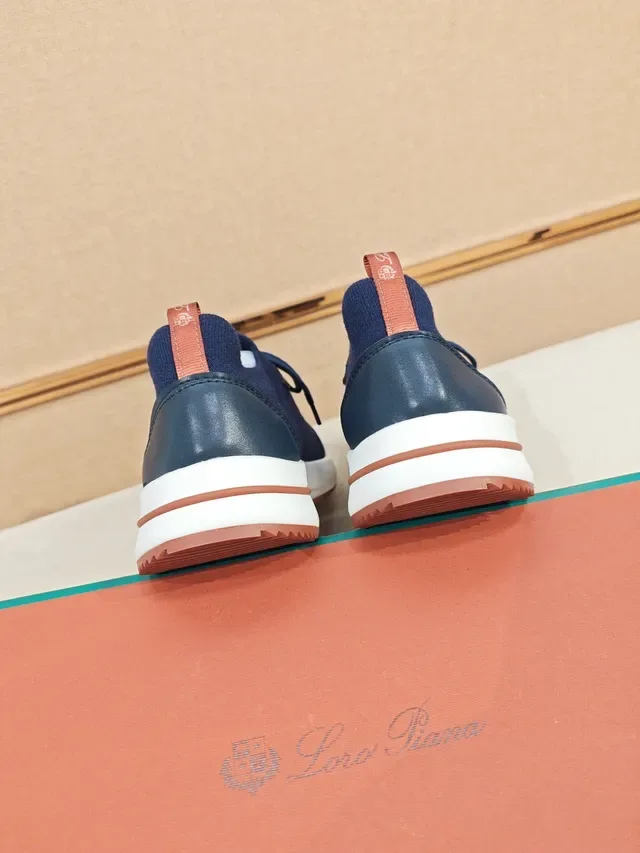 Navy Knit and Synthetic Overlay Lifestyle Sneaker 3
