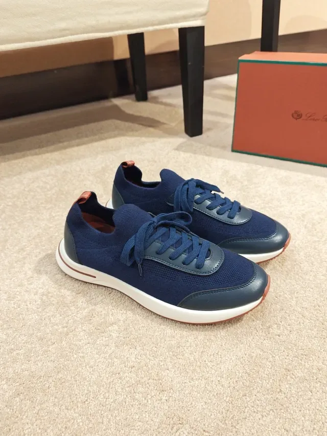 Navy Knit and Synthetic Overlay Lifestyle Sneaker 4
