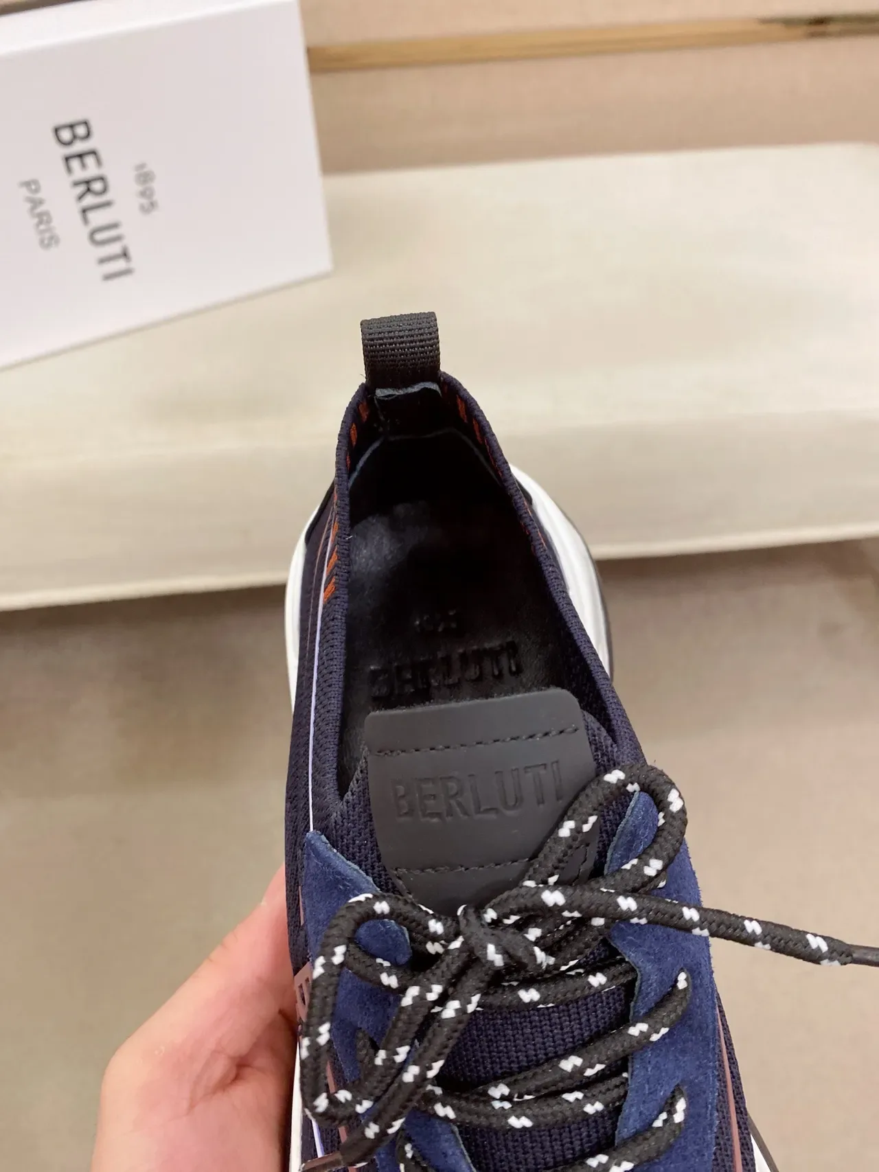 Navy White Mesh Upper Sculpted Midsole Sneakers 4