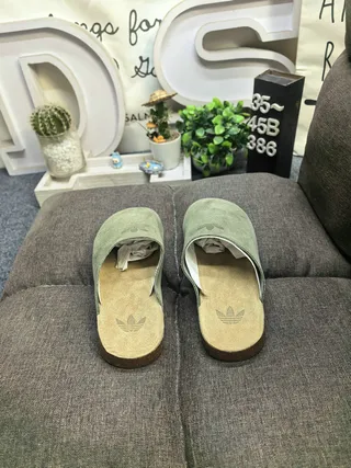 Olive Green Suede Cork Sole Slipper 8