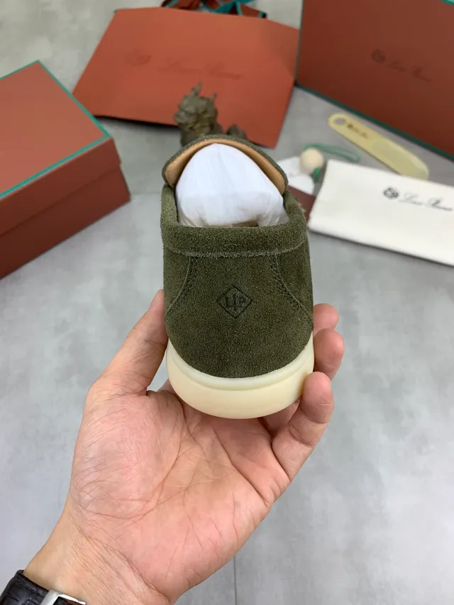 Olive Green Suede Moccasin-Stitched Slip-On Loafers 4